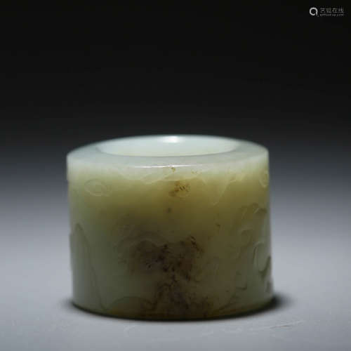 A WHITE JADE CARVED FINGERSTALL