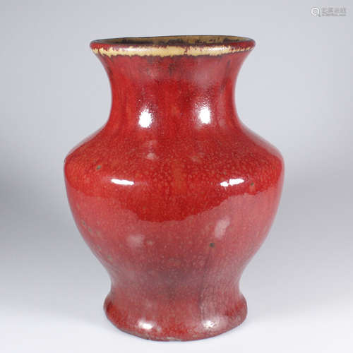 A FLAMBE GLAZED PORCELAIN ZUN