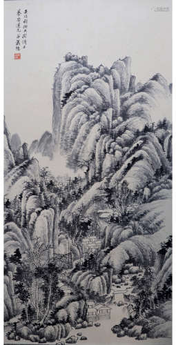 A CHINESE LANDSCAPE PAINTING XIAO QIANZHONG MARK