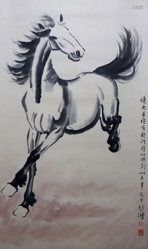 A CHINESE HORSE PAINTING XU BEIHONG MARK