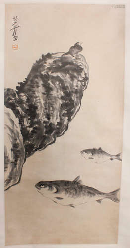 A CHINESE FISH&BIRD PAINTING BA DA SHANREN MARK