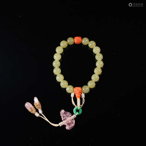 A YELLOW TOURMALINE BEADS BRACELET