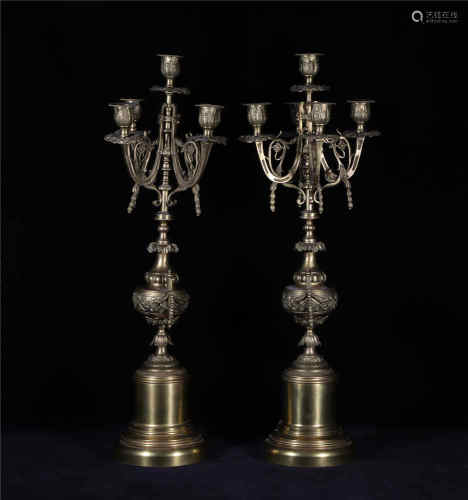 Pair Bronze Gilt Candlesticks 18th Century Style