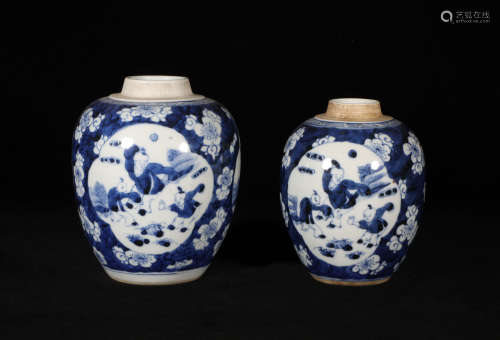 Two Blue and White Jar Kangxi Style