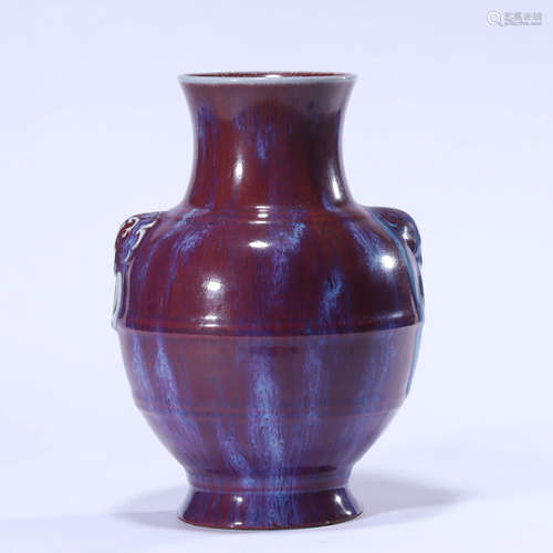 CHINESE FLAMBE GLAZED PORCELAIN VASE