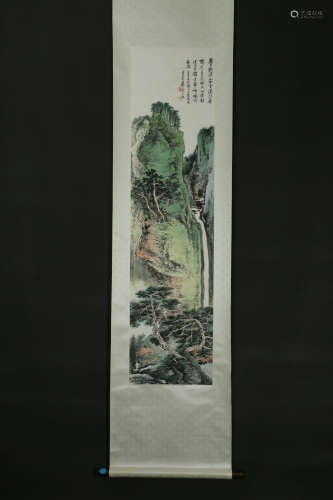 CHINESE A CHINESE LANDSCAPE PAINTING SCROLL XIE ZHILIU MARK