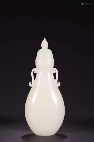 CHINESE WHITE JADE COVER VASE