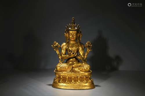 CHINESE GILT BRONZE SEATED TARA