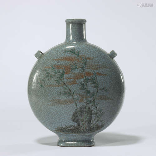 CHINESE CRACKLE GLAZED PORCELAIN VASE MARKED