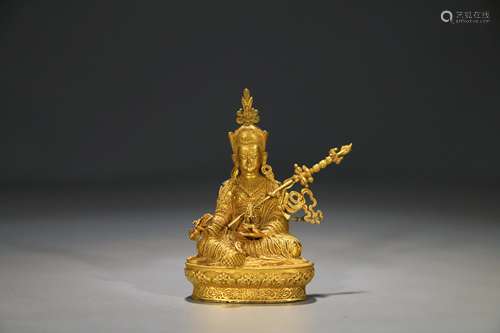 CHINESE GILT BRONZE SEATED FIGURINE