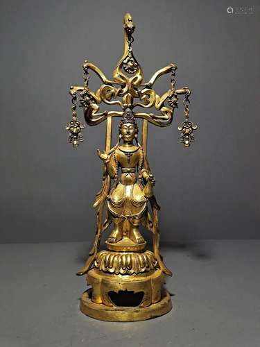 CHINESE BRONZE FIGURE OF GUANYIN