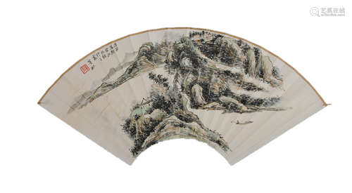 CHINESE A CHINESE LANDSCAPE PAINTING HUANG BINHONG MARK