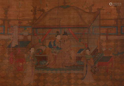 CHINESE A CHINESE FIGURES PAINTING SILK SCROLL