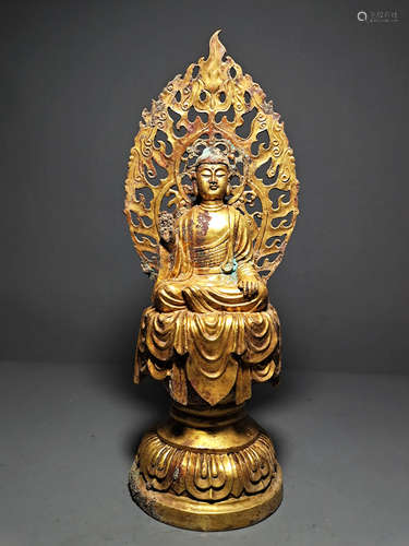 CHINESE GILT BRONZE BUDDHA