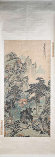 CHINESE A CHINESE LANDSCAPE PAINTING SCROLL LI CHENG MARK