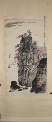 CHINESE A CHINESE LANDSCAPE PAINTING SCROLL QIAN SONGYAN MARK