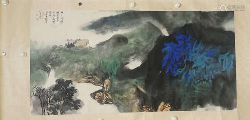 CHINESE A CHINESE SPLASH-COLOR LANDSCAPE PAINTING ZHANG DAQIAN MARK