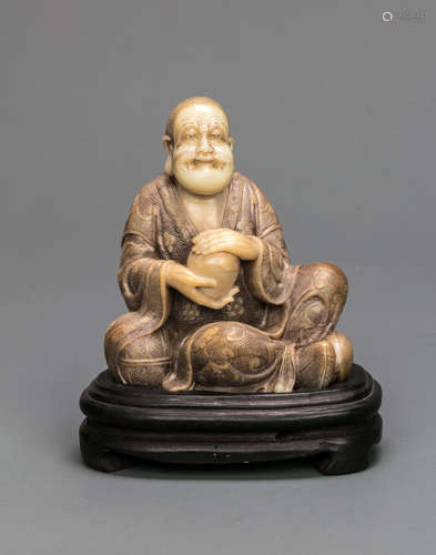 CHINESE SOAPSTONE FIGURE OF LOHAN