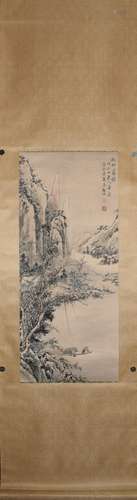 CHINESE A CHINESE LANDSCAPE PAINTING SCROLL WU GUANDAI MARK