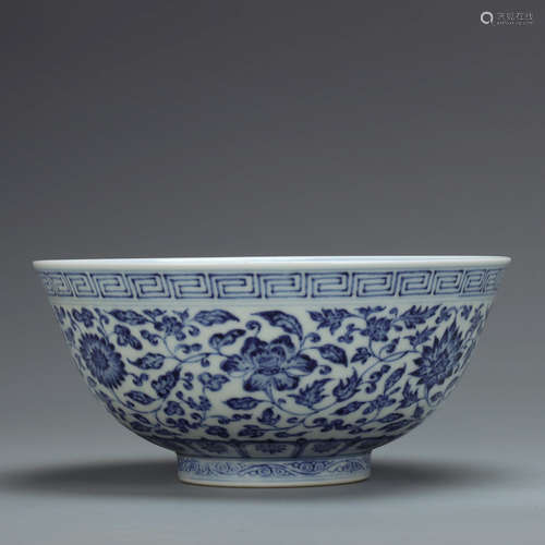 CHINESE BLUE WHITE FOLIAGE PORCELAIN BOWL