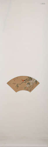 CHINESE A CHINESE FLOWER AND BIRD PAINTING SILK SCROLL MA QUAN MARK