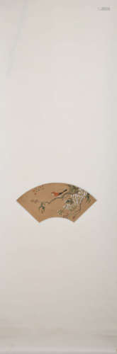 CHINESE A CHINESE FLOWER AND BIRD PAINTING SILK SCROLL MA QUAN MARK