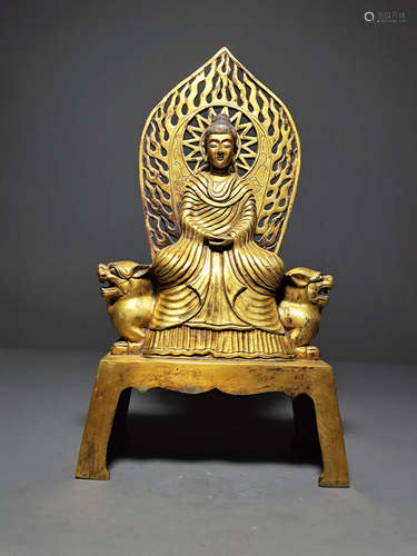 CHINESE GILT BRONZE SEATED BUDDHA