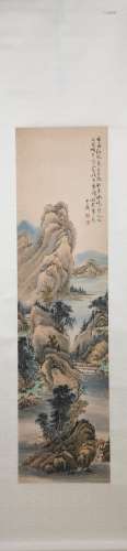 CHINESE A CHINESE LANDSCAPE PAINTING SCROLL HUANG DING MARK