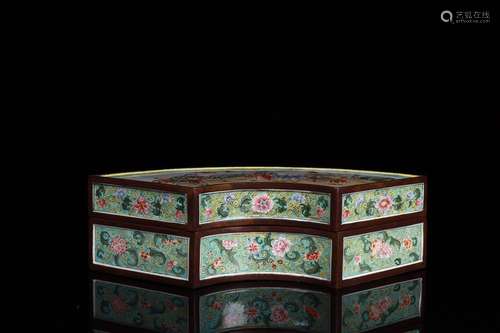 A Porcelain Enameled Story Carved Box