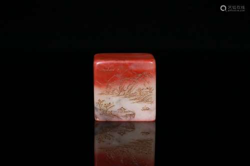 A Shoushan Stone Landscape&Potery Pattern Seal