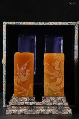 A Tianhuang Stone Dragon&Phoenix Seal