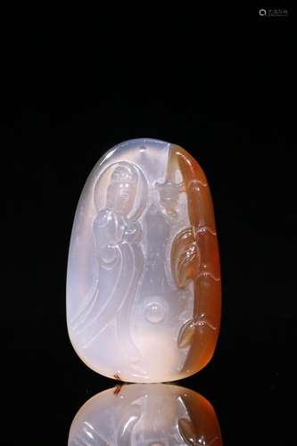 An Agate Guanyin Pendant