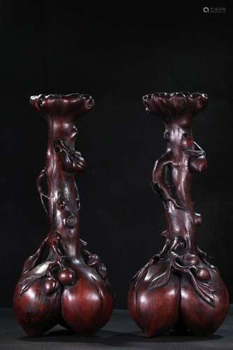 Pair Of Agarwood Ornaments