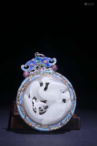 A Hetian Jade Enameling Blue Pendant