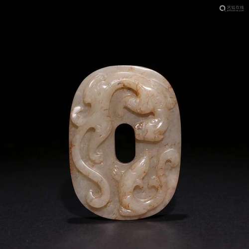 A Hetian Jade Dragon Carved Pendant