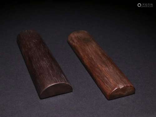 Pair Of Agarwood Paperweights