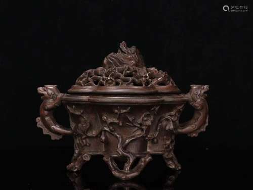 An Agarwood Beast&Plum Pattern Censer