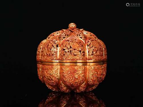 Gilt Bronze Floral Pattern Incense Holder