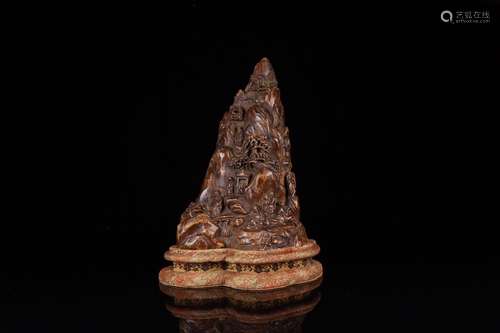 An Agarwood Story Carved Mountain Ornament