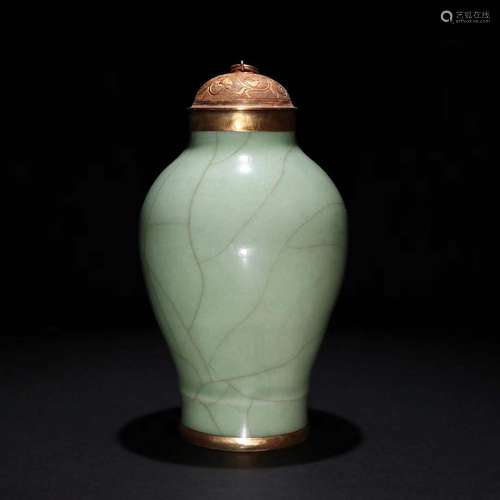 A Porcelain Jun Kiln Gilt Silver Jar