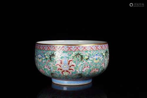 A Porcelain Enameled Floral Pattern Brush Washer