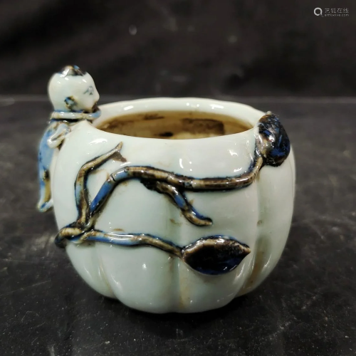 Blue and White Boy Water Pot