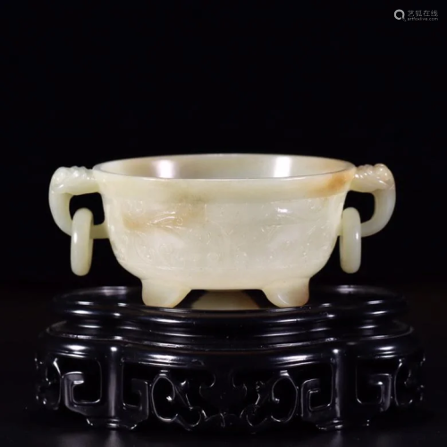 Hetian Jade Incense burner With Ears