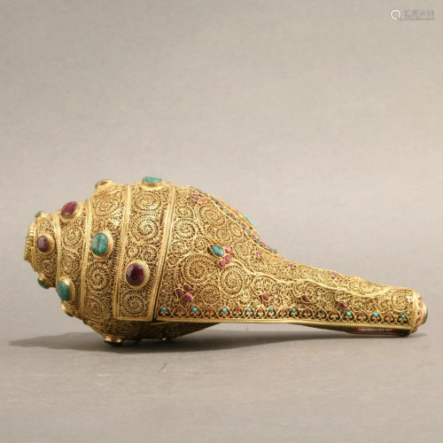 Qing Dynasty,Snail Tibetan Buddhism Ritual Object