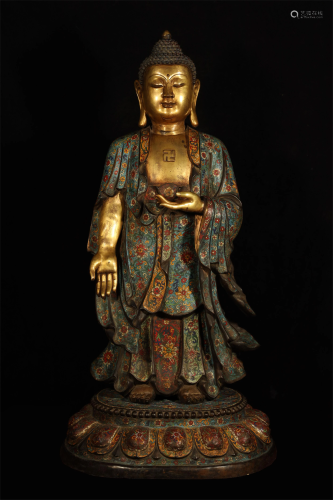 Part of Gilt Cloisonne Standing Shakyamuni Statue