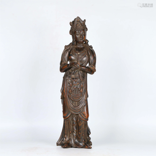 Old Agarwood Carved Kuan Yin Statue