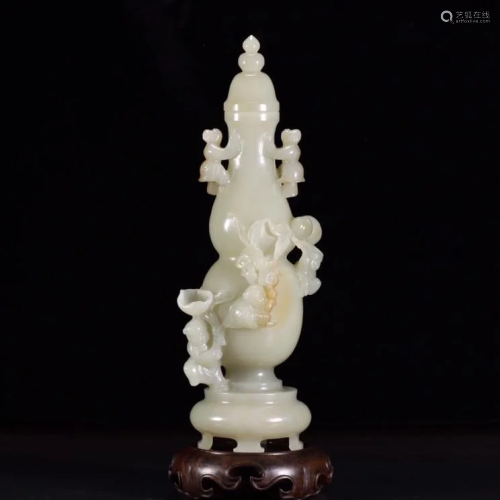 Hetian Jade Double Gourd Vase