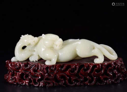 Hetian Jade Dragon and Tiger Ornament