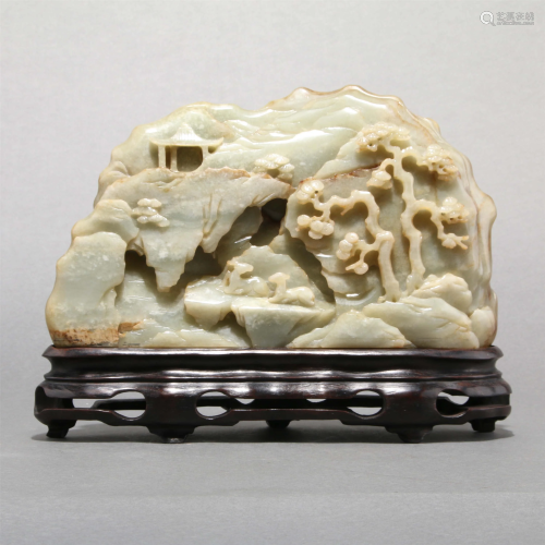 Hetian Jade Landscape and Figure Ornament