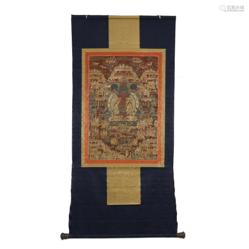 Qing Dynasty, Outline in Gold Thangka